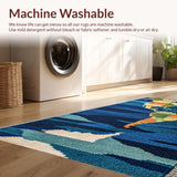 Ultra Soft Area Rug, Non Slip, Stain Resistant, Washable Area Rugs for Living Room, Bedroom, Modern Satellite View Round Classroom Rug(Blue)