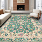 Ultra Soft Area Rug, Non Slip, Stain Resistant, Washable Area Rugs for Living Room, Bedroom, Pastel Eclectic Botanical Design(Blue)