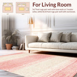 Ultra Soft Area Rug, Non Slip, Stain Resistant, Washable Area Rugs for Living Room, Bedroom, Whimsical Ribbon Loop Rug Featuring Preppy Bows and Scallop Accents(Pink)