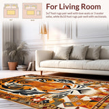 Ultra Soft Area Rug, Non Slip, Stain Resistant, Washable Area Rugs for Living Room, Bedroom, Cozy Camel Ethnic Print(Orange)