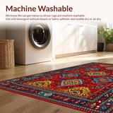 Ultra Soft Area Rug, Non Slip, Stain Resistant, Washable Area Rugs for Living Room, Bedroom, Elegant Multi-Tonal Woven Design(Red)