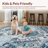 Ultra Soft Area Rug, Non Slip, Stain Resistant, Washable Area Rugs for Living Room, Bedroom, Trendy Minimalist Textured Waves(White)