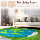 Ultra Soft Area Rug, Non Slip, Stain Resistant, Washable Area Rugs for Living Room, Bedroom, Educational Green World Map Rug for Kids Classroom(Green)