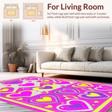 Ultra Soft Area Rug, Non Slip, Stain Resistant, Washable Area Rugs for Living Room, Bedroom, Unique Shaped Fantasy Design(Pink)
