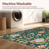 Ultra Soft Area Rug, Non Slip, Stain Resistant, Washable Area Rugs for Living Room, Bedroom, Elegant Floral Artistry Inspiration(Blue)