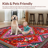 Ultra Soft Area Rug, Non Slip, Stain Resistant, Washable Area Rugs for Living Room, Bedroom, Vibrant Nature-Inspired Yoga Space Plush Carpet(Red)