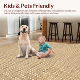 Ultra Soft Area Rug, Non Slip, Stain Resistant, Washable Area Rugs for Living Room, Bedroom, Elegant Western-Style Print(Beige)