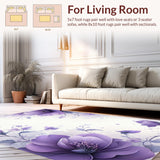 Ultra Soft Area Rug, Non Slip, Stain Resistant, Washable Area Rugs for Living Room, Bedroom, Chic Lilac Floral Arrangement(Purple)
