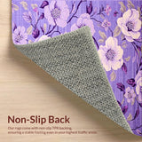 Ultra Soft Area Rug, Non Slip, Stain Resistant, Washable Area Rugs for Living Room, Bedroom, Playful Abstract Petal Arrangement(Purple)