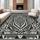 Ultra Soft Area Rug, Non Slip, Stain Resistant, Washable Area Rugs for Living Room, Bedroom, Rustic Bold Graphic Contrast Design(Black)
