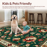 Ultra Soft Area Rug, Non Slip, Stain Resistant, Washable Area Rugs for Living Room, Bedroom, Serene Pastel Floral Arrangement(Green)