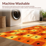 Ultra Soft Area Rug, Non Slip, Stain Resistant, Washable Area Rugs for Living Room, Bedroom, 70s Orange Abstract Living Room Non-Slip Rug(Orange)