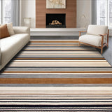 Ultra Soft Area Rug, Non Slip, Stain Resistant, Washable Area Rugs for Living Room, Bedroom, Elegant Striped Neutral Aesthetic(Brown)