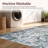 Ultra Soft Area Rug, Non Slip, Stain Resistant, Washable Area Rugs for Living Room, Bedroom, Contemporary Gray Tiled Composition(White)
