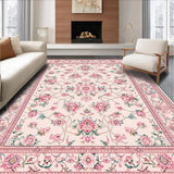 Ultra Soft Area Rug, Non Slip, Stain Resistant, Washable Area Rugs for Living Room, Bedroom, Delicate Leafy Boho Motif(Beige)