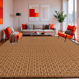 Ultra Soft Area Rug, Non Slip, Stain Resistant, Washable Area Rugs for Living Room, Bedroom, Modern Brown Rug with Repetitive Waffle Motif and Tonal Contrast(Brown)
