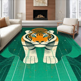 Ultra Soft Area Rug, Non Slip, Stain Resistant, Washable Area Rugs for Living Room, Bedroom, Vibrant Emerald Animal Print(Orange)