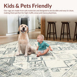 Ultra Soft Area Rug, Non Slip, Stain Resistant, Washable Area Rugs for Living Room, Bedroom, Artistic Cream and Gray Geometry(Beige)