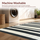 Ultra Soft Area Rug, Non Slip, Stain Resistant, Washable Area Rugs for Living Room, Bedroom, Modern Berber Stripe Farmhouse Living Room Rug(Black)