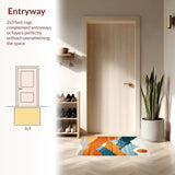 Ultra Soft Area Rug, Non Slip, Stain Resistant, Washable Area Rugs for Living Room, Bedroom, Contemporary Colorful Geometric Expression(Orange)