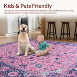 Ultra Soft Area Rug, Non Slip, Stain Resistant, Washable Area Rugs for Living Room, Bedroom, Coastal Oceanic Color Harmony(Pink)