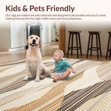 Ultra Soft Area Rug, Non Slip, Stain Resistant, Washable Area Rugs for Living Room, Bedroom, Rustic Neutral Tones Curved Patterns(Beige)