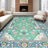 Ultra Soft Area Rug, Non Slip, Stain Resistant, Washable Area Rugs for Living Room, Bedroom, Vintage Floral Pastel Elegance(Blue)