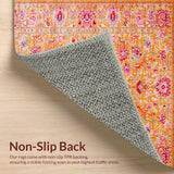 Ultra Soft Area Rug, Non Slip, Stain Resistant, Washable Area Rugs for Living Room, Bedroom, Elegant Soft Pastel Leaf Design(Orange)