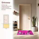 Ultra Soft Area Rug, Non Slip, Stain Resistant, Washable Area Rugs for Living Room, Bedroom, Bold Modern Striped Decorative Element(Pink)