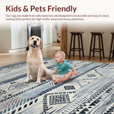 Ultra Soft Area Rug, Non Slip, Stain Resistant, Washable Area Rugs for Living Room, Bedroom, Sleek Modern Gray Patterned Design(Blue)