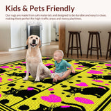 Ultra Soft Area Rug, Non Slip, Stain Resistant, Washable Area Rugs for Living Room, Bedroom, Cute Cartoon Cat Pattern Aesthetic(Black)