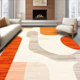 Ultra Soft Area Rug, Non Slip, Stain Resistant, Washable Area Rugs for Living Room, Bedroom, Stylish Symmetrical Orange Elements(Orange)