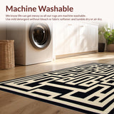 Ultra Soft Area Rug, Non Slip, Stain Resistant, Washable Area Rugs for Living Room, Bedroom, Chic Modern Greek Key Arrangement(Beige)