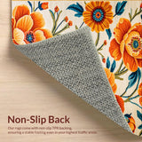 Ultra Soft Area Rug, Non Slip, Stain Resistant, Washable Area Rugs for Living Room, Bedroom, Lively Outdoor Blossom Patterned Rug(Orange)