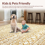 Ultra Soft Area Rug, Non Slip, Stain Resistant, Washable Area Rugs for Living Room, Bedroom, Contemporary Soft Color Tiled Design(White)