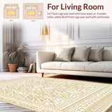 Ultra Soft Area Rug, Non Slip, Stain Resistant, Washable Area Rugs for Living Room, Bedroom, Modern Boho Geometric Rug with Tan Diamond Motifs and Delicate Outline(Beige)