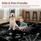 Ultra Soft Area Rug, Non Slip, Stain Resistant, Washable Area Rugs for Living Room, Bedroom, Whimsical Gothic Lace Element(White)