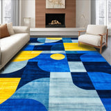 Ultra Soft Area Rug, Non Slip, Stain Resistant, Washable Area Rugs for Living Room, Bedroom, Stylish Modern Brushstroke Design(Blue)