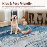 Ultra Soft Area Rug, Non Slip, Stain Resistant, Washable Area Rugs for Living Room, Bedroom, Vibrant Artistic Wave Pattern(Blue)