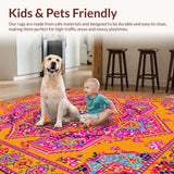 Ultra Soft Area Rug, Non Slip, Stain Resistant, Washable Area Rugs for Living Room, Bedroom, Colorful Geometric Patterned Delight(Yellow)