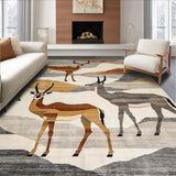 Ultra Soft Area Rug, Non Slip, Stain Resistant, Washable Area Rugs for Living Room, Bedroom, Exotic Antelope Print Elegance(Brown)