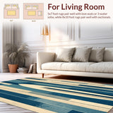 Ultra Soft Area Rug, Non Slip, Stain Resistant, Washable Area Rugs for Living Room, Bedroom, Modern Surfboard Silhouette Rug With Nautical Blue and Sandy Patterned Design(Blue)