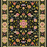 Ultra Soft Area Rug, Non Slip, Stain Resistant, Washable Area Rugs for Living Room, Bedroom, Contemporary Whimsical Floral Arrangement(Black)