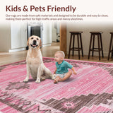 Ultra Soft Area Rug, Non Slip, Stain Resistant, Washable Area Rugs for Living Room, Bedroom, Stylish Whimsical Cowgirl Design(Pink)