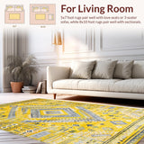 Ultra Soft Area Rug, Non Slip, Stain Resistant, Washable Area Rugs for Living Room, Bedroom, Vibrant Tribal Geometric Harmony(Yellow)