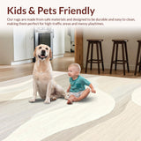 Abstract Wave Motif with Subtle Linework and Minimalist Accents Rug Design(Beige)