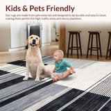 Ultra Soft Area Rug, Non Slip, Stain Resistant, Washable Area Rugs for Living Room, Bedroom, Contemporary Artful Linear Design(Gray)
