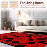Ultra Soft Area Rug, Non Slip, Stain Resistant, Washable Area Rugs for Living Room, Bedroom, Dynamic Colorful Leaf Pattern(Red)