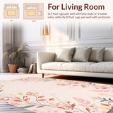 Ultra Soft Area Rug, Non Slip, Stain Resistant, Washable Area Rugs for Living Room, Bedroom, Vibrant Boho Leafy Design(Beige)