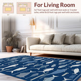 Ultra Soft Area Rug, Non Slip, Stain Resistant, Washable Area Rugs for Living Room, Bedroom, Rustic Multicolored Nautical Theme(Blue)
